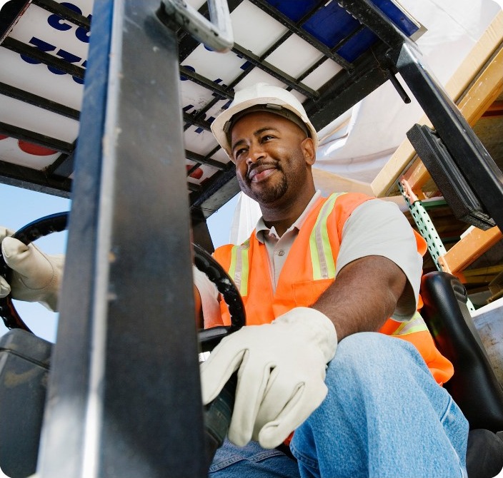 Worker in orange safety vest